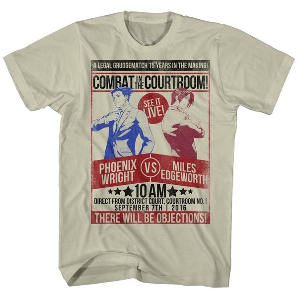 Ace Attorney Combat in The Courtroom Adult Khaki Heather Shirt