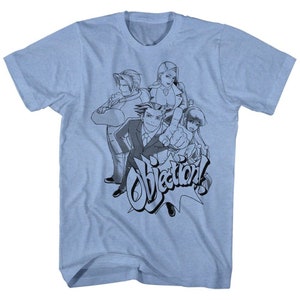 Ace Attorney First Cast Adult Light Blue Heather Shirt