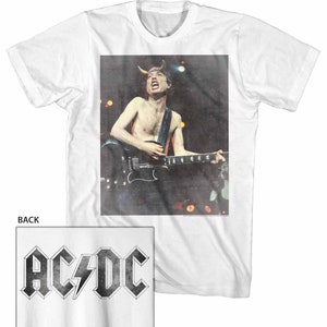 AC/DC Angus Adult White Front & Back Shirts