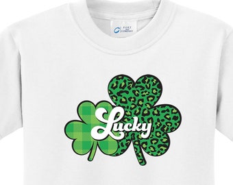 Lucky Green Shamrocks St Patrick's Day Kid's Tee T-Shirt 24956HD4-PC61Y