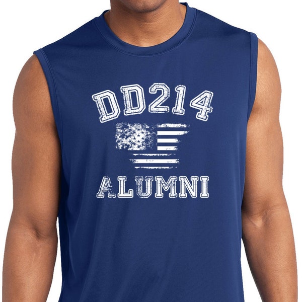 DD214 Alumni Flag Men's Sleeveless Moisture Wicking Tee T-Shirt 21988EL2-ST352