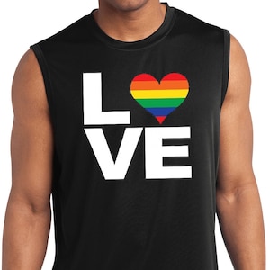 Gay Pride Love Men&#39;s Sleeveless Moisture Wicking Tank Top A9624E-ST352
