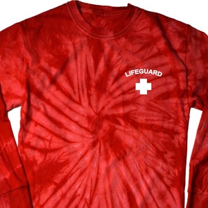Lifeguard Pocket Print Adult Long Sleeve Tie Dye Tee T-Shirt PLIFEGUARD-2000