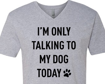 Ich spreche nur mit meinem Hund schwarz Print V-Ausschnitt T-Shirt TALKINGDOG-N3200