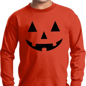 Kid&#39;s Halloween Black Jack O Lantern Long Sleeve T-Shirt BLACKJACK-PC61YLS