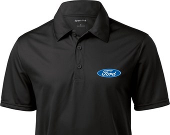 Men's Ford Shirt Ford Oval Pocket Print Textured Polo Tee T-Shirt 18147E9-ST690