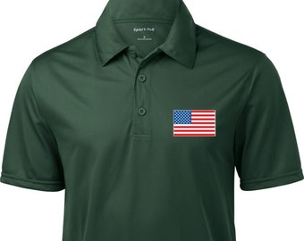 Us Flag Pocket Print Camiseta Polo Texturizada para Hombres 3991-ST690