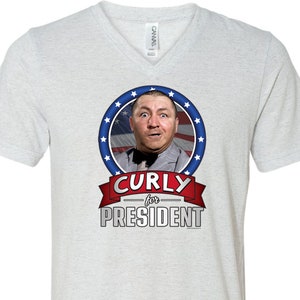 The Three Stooges Curly For President Tri Blend V-neck T-Shirt 26283HD2-C3415