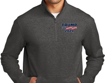 Donald Trump 2024 Brustdruck-Fleece-Sweatshirt mit 1/4-Reißverschluss 23661EL9-PP-DT6106