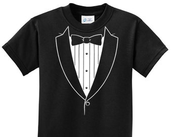 Kid's Basic White Tuxedo Tee T-Shirt BASICWHITE-PC61Y