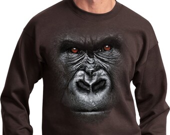 Big Gorilla Face Sweatshirt Animal Graphic Pullover Monkey Print Sweater