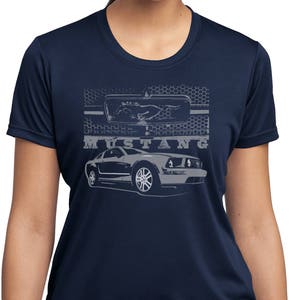 Dames Ford Mustang met grill vocht wicking Tee T-shirt 21284EV1-LST350