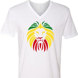 Men&#39;s Rasta Lion Head V-Neck Shirt LIONHEAD-N3200