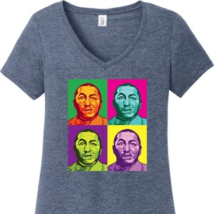 The Three Stooges Curly Squared Ladies Tri-Blend V-Neck Shirt 26284NBT2-DM1350L
