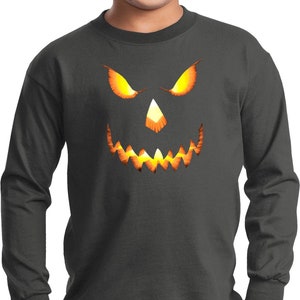 Halloween Pumpkin Head Kid&#39;s Long Sleeve Shirt PUMPKINHEAD-PC61YLS
