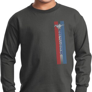 Ford Mustang Pony Tribar Logo Kid&#39;s Long Sleeve Tee T-Shirt 13732D1-TRI-PC61YLS