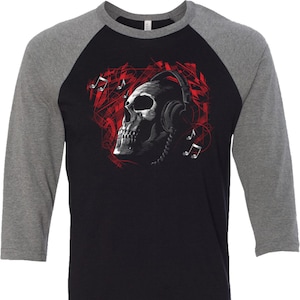 Halloween Skull Headphones Raglan Shirt 21613ED2-3200