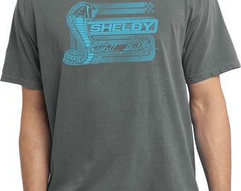 Carroll Shelby offiziell lizenziertes Erwachsenen-Pigment-gefärbtes Shirt Aqua-Logo-Grafik-T-Shirt Klassisch Unisex 26313ED4-PC099