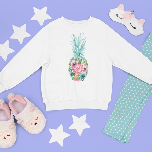 Floral Pineapple Kid's Sweatshirt FLORALPINE-PC90Y