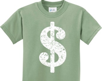 Kid's Distressed Dollar Sign T-Shirt DOLLAR-PC61Y