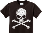 Kid 39 s White Distressed Skull Tee T-Shirt WS-11656-PC61Y