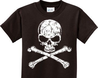 Kid's White Distressed Skull Tee T-shirt WS-11656-PC61Y - Etsy