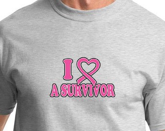I Heart a Survivor Adult Breast Cancer Awareness Tee T-Shirt IHAS-PC61