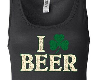Ik hou van bier dames St Patricks dag langer A12250B-8780 Tank Top lengte