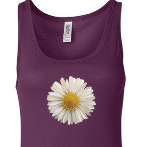 Ladies Flower Tanktop White Daisy Longer Length Tank Top DAISY-8780