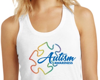 Autism Awareness Puzzle Ladies Racerback Tank Top XIT-13561-DM138L