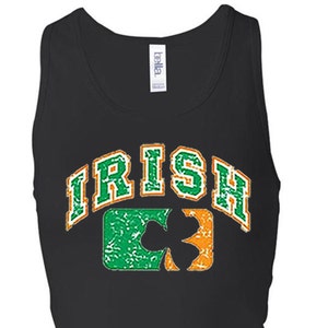 Distressed Irish Shamrock Ladies St Patrick&#39;s Day Longer Length Racerback Tank Top A11368C-8770