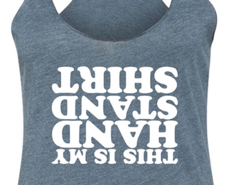 Damska koszulka gimnastyczna „This is My Handstand” z nadrukiem Tri Blend Racerback Tank Top HANDSTAND-NL6733
