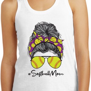 Messy Mom Bun Softball Mamma Ladies Racerback Canotta 24318HD4-DM138L