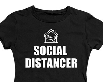 Social Distancer T-shirts noirs pour juniors et femmes