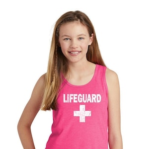 Distressed Lifeguard Girl&#39;s Tank Top DISTRESSEDLIFEGUARD-DT6303YG