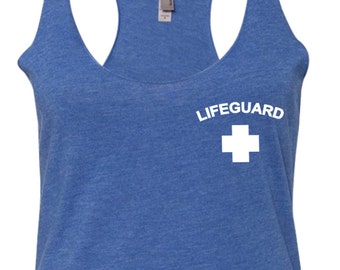 Lifeguard Pocket Print Ladies Tri Blend Racerback Tank Top PLIFEGUARD-NL6733