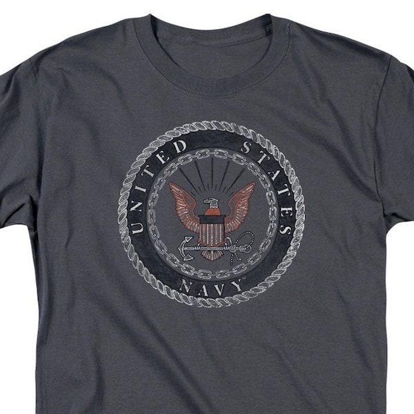 U.S. Navy Rough Emblem Charcoal Shirts