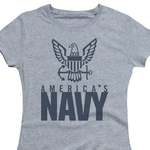 U.S. Navy Eagle Logo Juniors and Women Athletic Heather T-Shirts