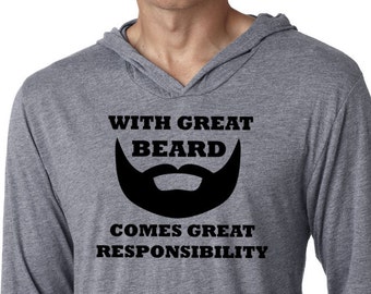 Men's Funny Shirt Great Beard Comes Great Responsibility Lightweight Hoodie Tee T-Shirt BEARD-NL6021