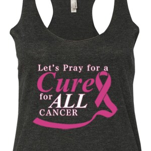 Ladies Breast Cancer Awareness Pray For A Cure For All Cancer Tri Blend Racerback Tank Top 18785-NL6733