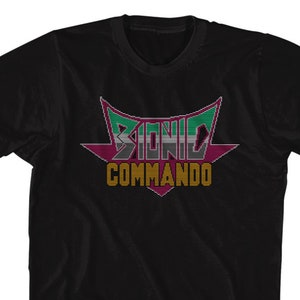 Bionic Commando Pixel Logo Adult Black Shirts