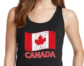 Ladies Distressed Canada Flag Tank Top CANADA-LPC54TT