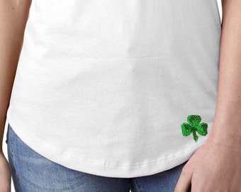 Ladies St Patrick's Day Shamrock Sequins Patch Bottom Print Ideal Tank Top 1113217-BO-N1533