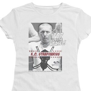 Three Stooges Pop Goes the Weasel Juniors and Women White T-Shirts