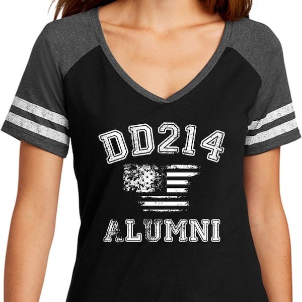 DD214 Alumni Flag Women’s Game V-Neck Tee 21988EL2-DM476