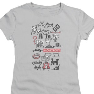 Monopoly Icons Juniors and Women Silver T-Shirts