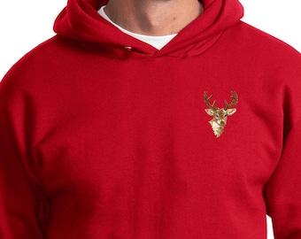 Vintage Buck Deer Hoodie, Rustikales Jagd-Sweatshirt, Naturliebhaber Grafik Hoodie, Country Boy Deer Shirt, Camo Ästhetischer Herbst Hoodie - Brust