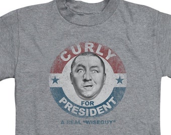 Three Stooges Curly for President Kid's Athletic Heather T-Shirts