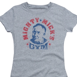 Rocky Vintage Mighty Mick&#39;s Gym Juniors and Women Athletic Heather T-Shirts