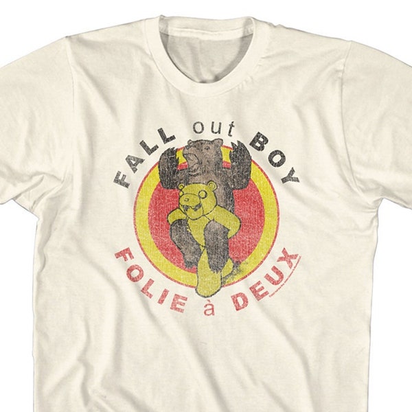 Fall Out Boy Folie A Deux Distressed Bear Natural Shirts